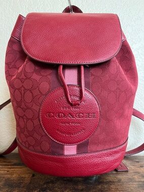 Coach Dempsey Drawstring Backpack With Stripe And Coach Patch, Apple red